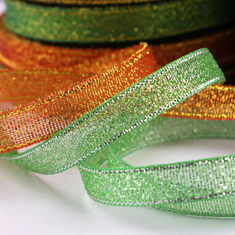 Metallic Glitter Ribbon for DIY Crafts and Gift Wrapping - 25 Yards, 10mm Wide