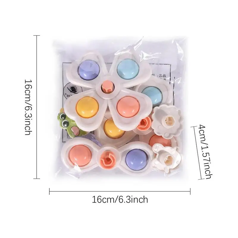 Sensory Spinner Toy 3pcs Cute Bath Tub Spinner Toys Toddler Bath Toys For Refrigerator Window Dining Table Bench Tub 6