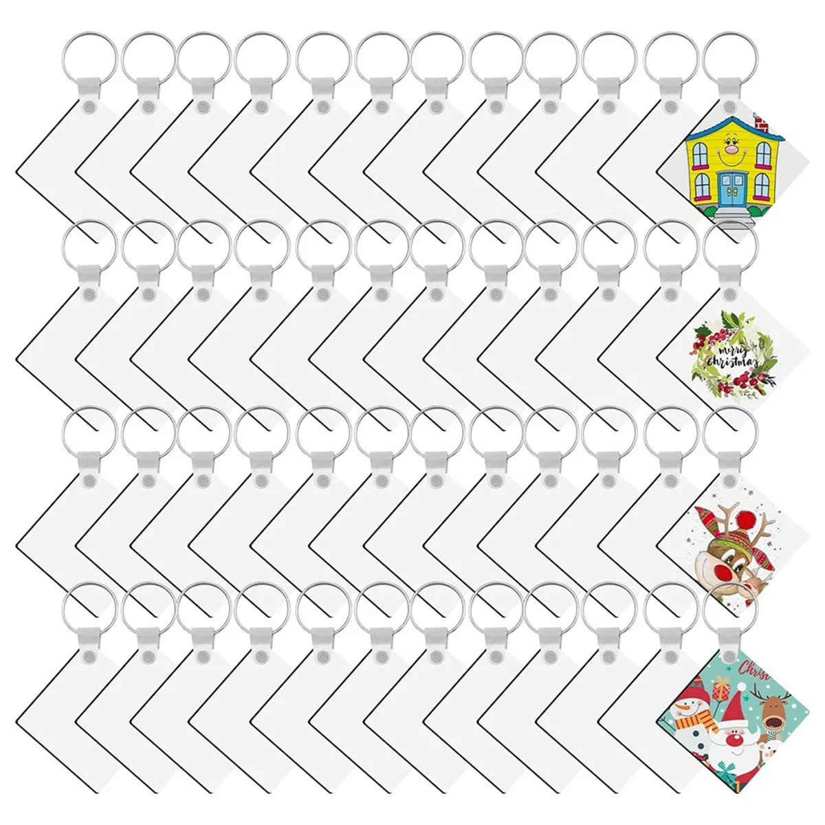 

180 Pieces Sublimation Keychain Blanks Bulk, Double Side Heat Transfer Sublimation Ornament Blanks Blanks, (Square)