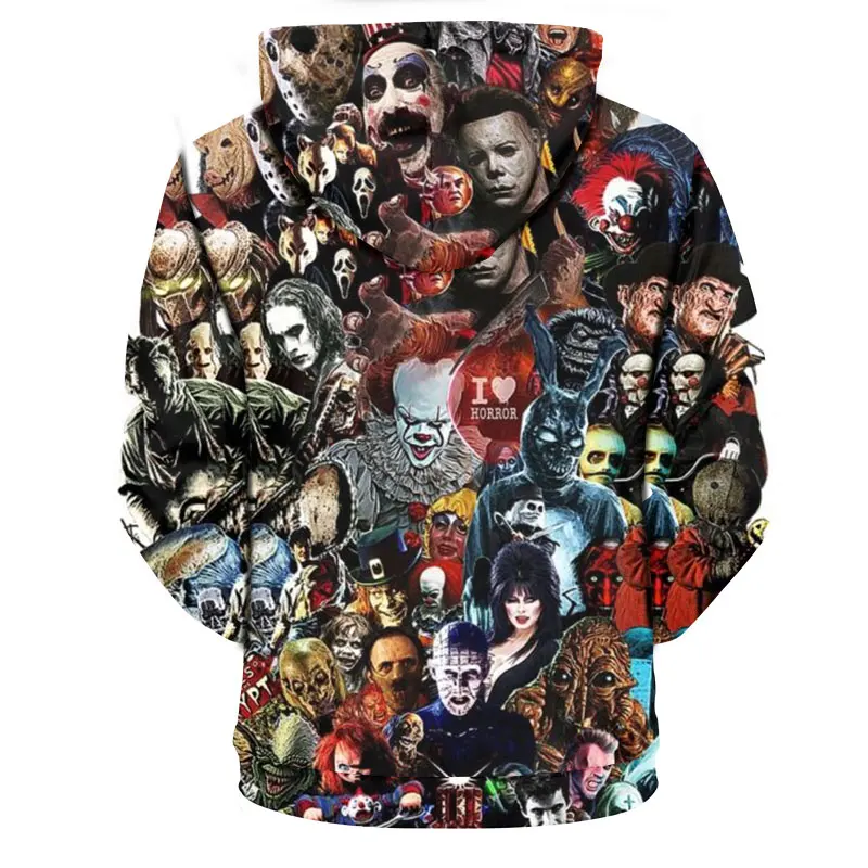 2023 New Arrival Personality Hoodies Horror Movies 3D Printed Pullover Men Women Casual Oversized Hooded Sweatshirts Cool Hoodie