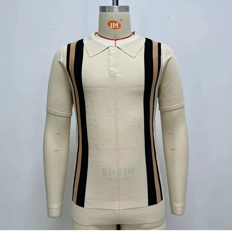 2025 Men's Summer Short-sleeved Knitted Polo Shirts Blouse Cardigan Vintage Slim Stretch Tshirts Top Business Casual Male Shirts 26 Se61c392c67ca43fa9abd1c481ad17c59Z