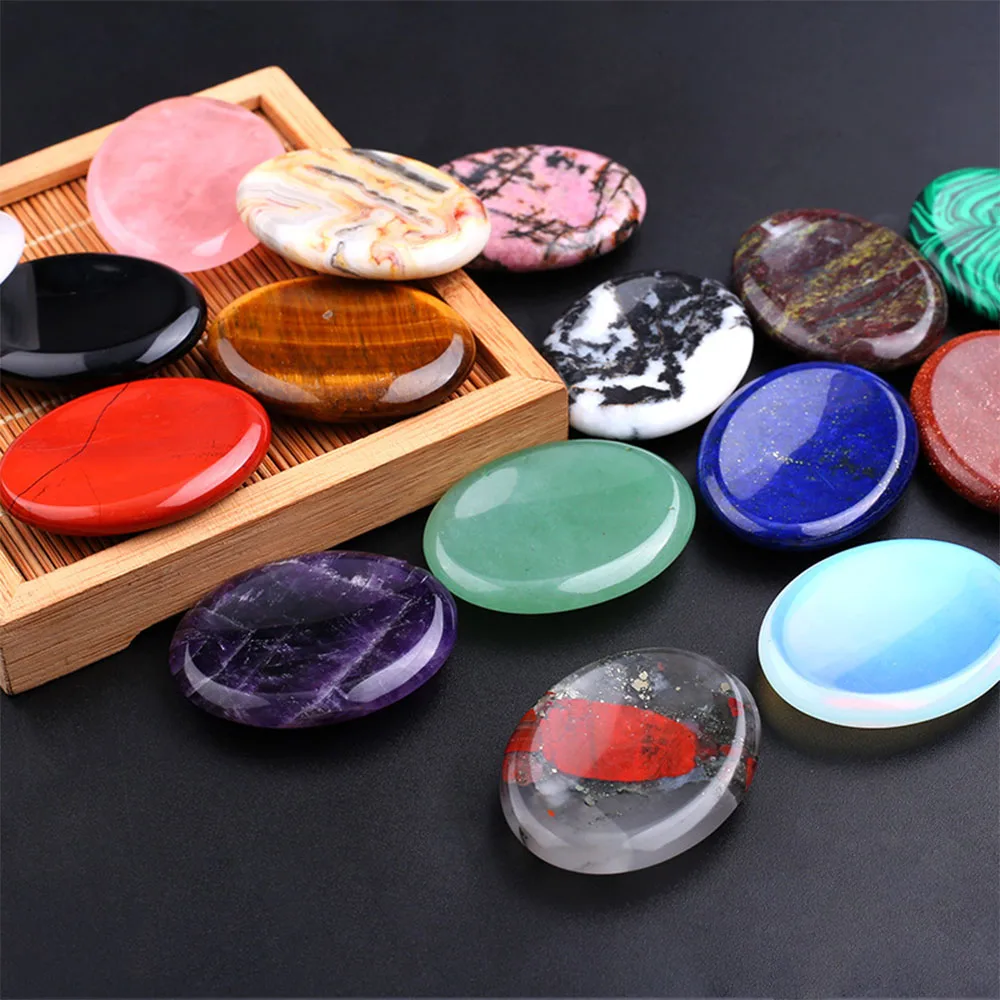 Beautiful Amethyst Rose Quartz Thumb Stone Pocket Meditation Oval Crystal Natural Vitality Relaxation Forget Worry DIY Necklace