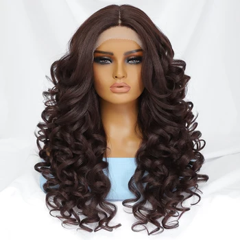Black Brown Curly Wig Synthetic Lace Front Wigs For Women Blonde Orange Female Lace Wig 13X4.5X1 Cosplay Hair Daily Use 1