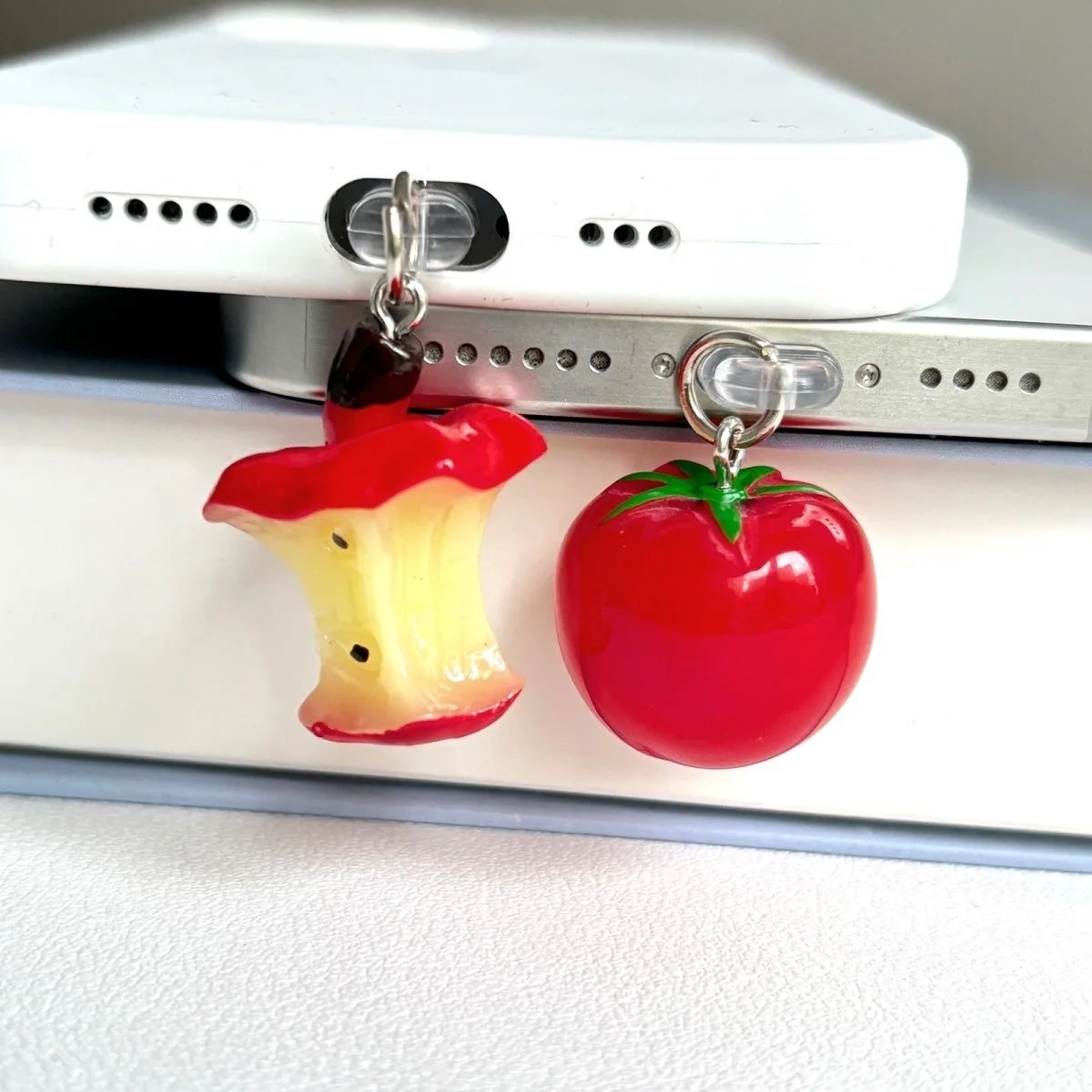 3D Tomato Fruit For Apple Pendant Phone Dust Plug for Samsung Type-C for iPhone Accessories Bracelet Charging Port 1