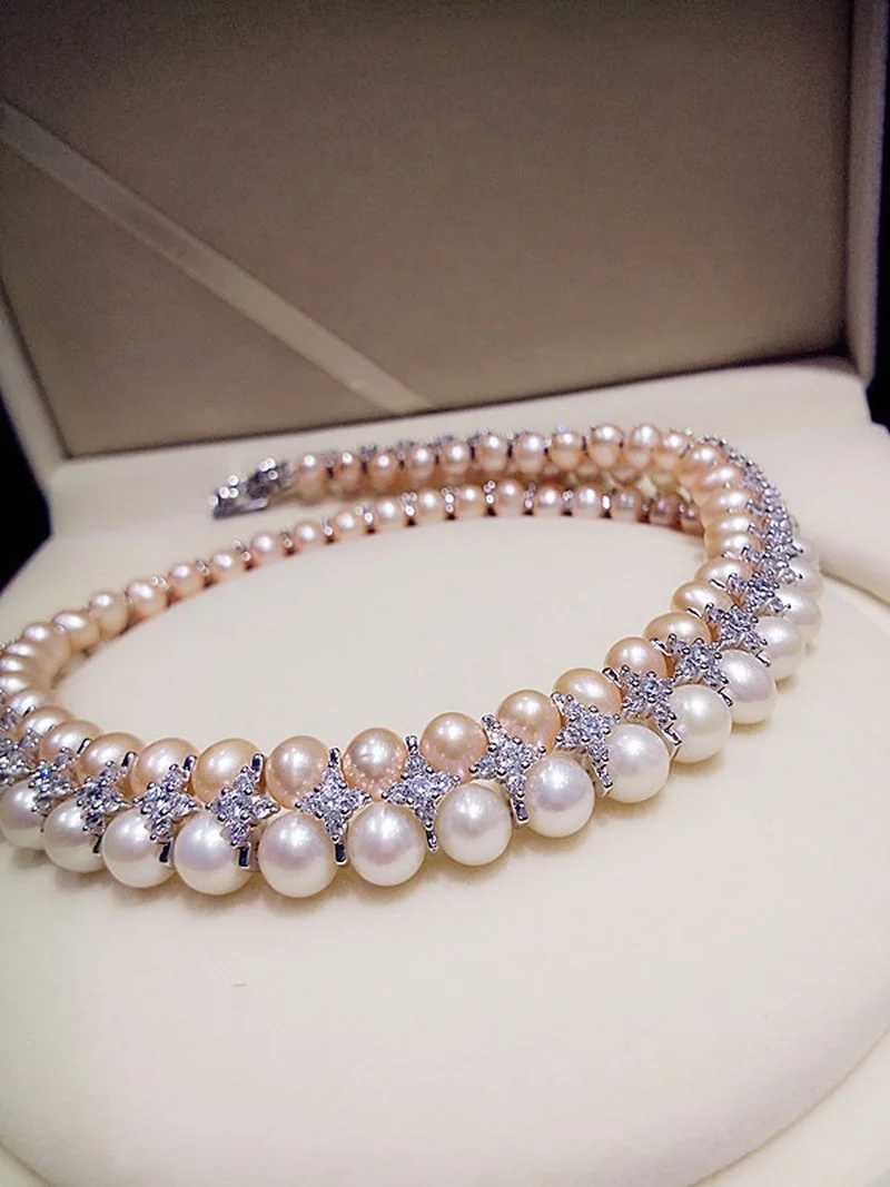 Set Gioielli Lavanda: Orecchini, Collana E Bracciale Con Perle Di Conchiglia Rotonde 8mm Placcato Oro