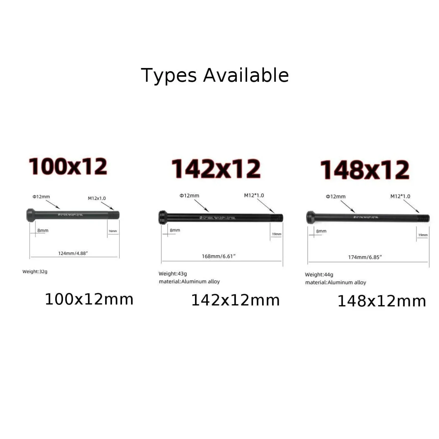 Bicycle Thru Axle 1pc Bike Bicycle Thru Axle Lever 100/142/148x12mm For Boost BMC Cube S-Works Aluminum Alloy Front Fork Bucket Shaft