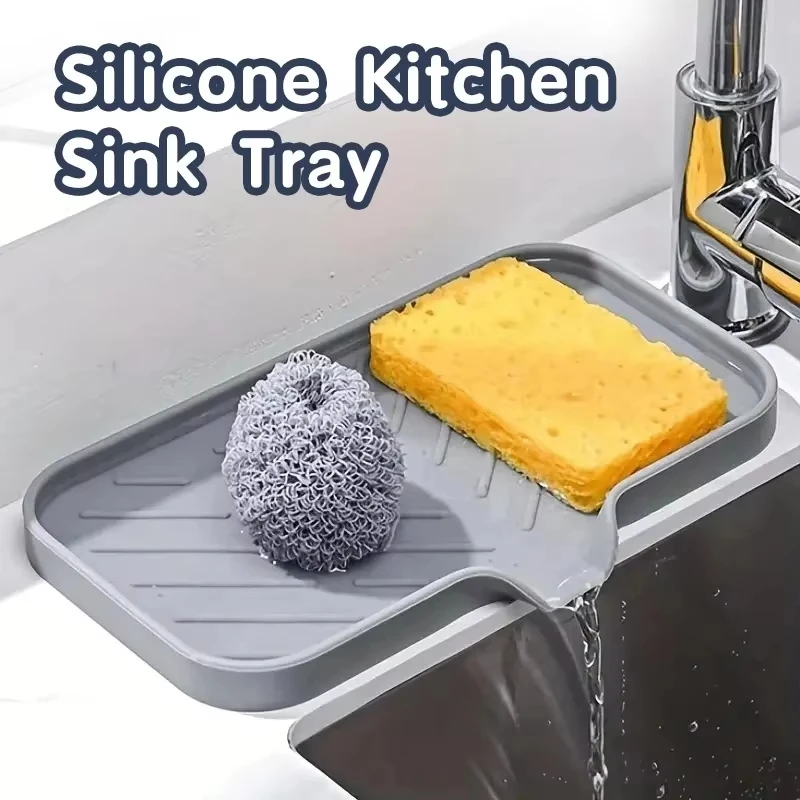 Silicone Kitchen Sink Tray Japanese-style Bathroom Toilet Water-free Silicone Soap Box Drain Mat Sink Splash Dry Size Drain Mat sink tray kitchen tools