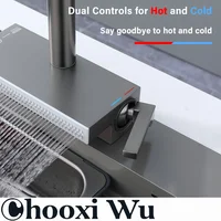 ก๊อกน้ําสแตนเลสแบบดึงออกในครัว ดีไซน์แบบดึงออก พวยกาแรงดันอเนกประสงค์ ระบบควบคุมคู่ร้อนและเย็น 4