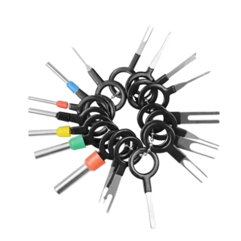Terminal Removal Kit Car Terminal Extractor Car Repair Tool Terminal Removal Tool Car Terminal Puller Electrical Connector Pin Removal Kit 18 pieces of terminal disassembly car wire crimping connector pin extractor terminal maintenance car disassembly tool