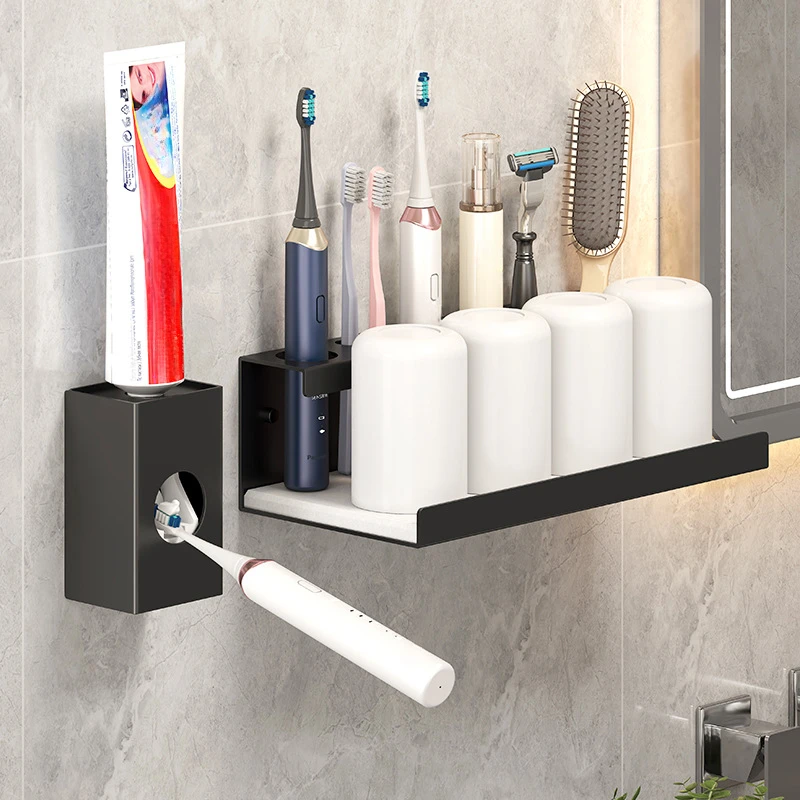Toothbrush Holder Wall-mounted Toothbrush Holder with Diatom Base Bathroom Storage Shelf for Toothbrush and Toothpaste No Drilling Required