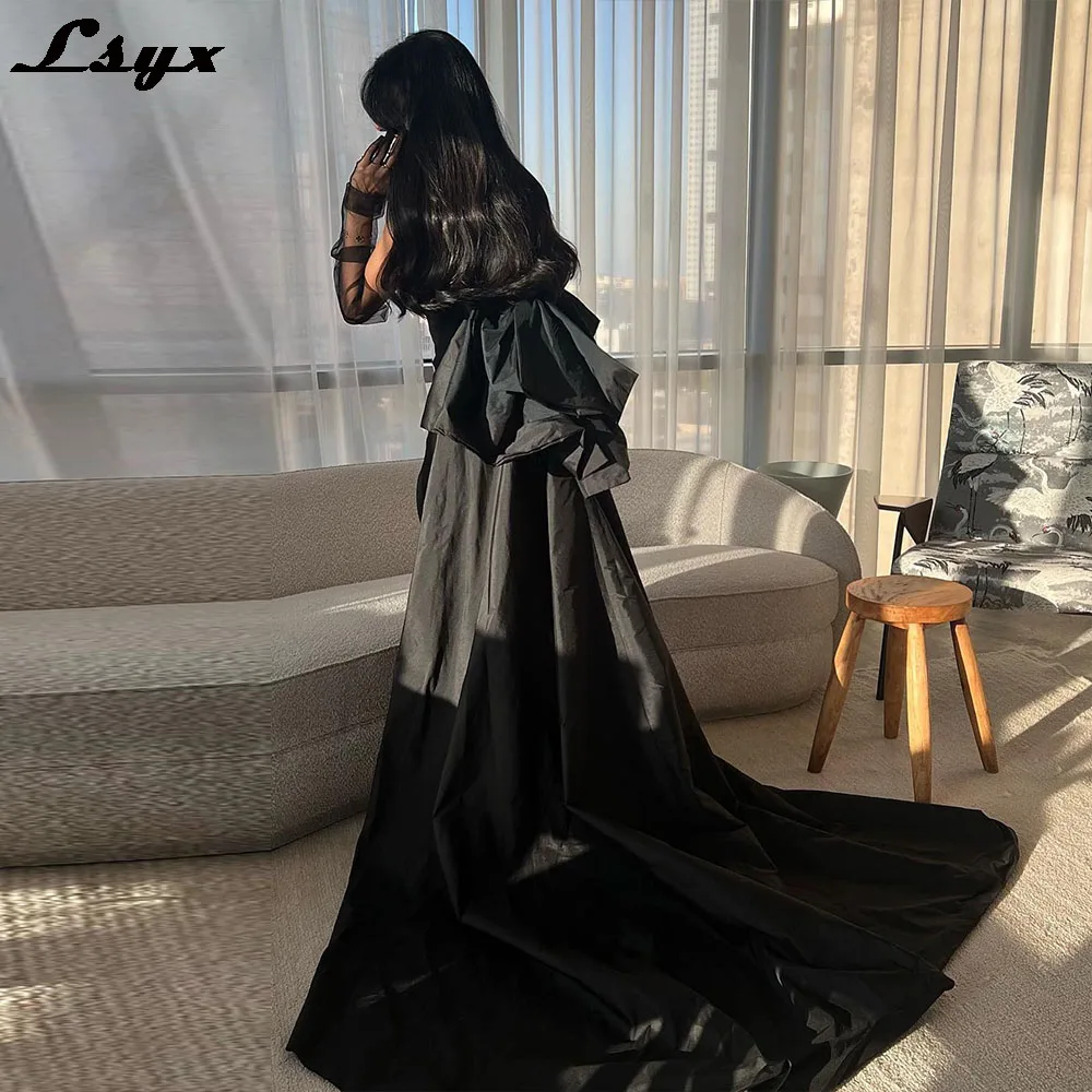 

LSYX Sweep Train Gorgeous Evening Dresses Pleat Floor-Length Side High Slit Backless Long Prom Party Gown robes de soirée