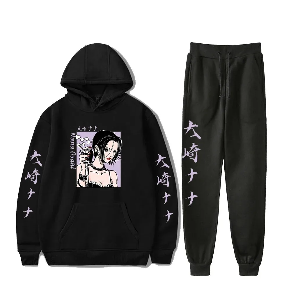 

Homens e mulheres Nana Osaki Anime Hoodie e Jogger Calças Set, moletons e moletom, Harajuku Streetwear, 2 pcs 2024