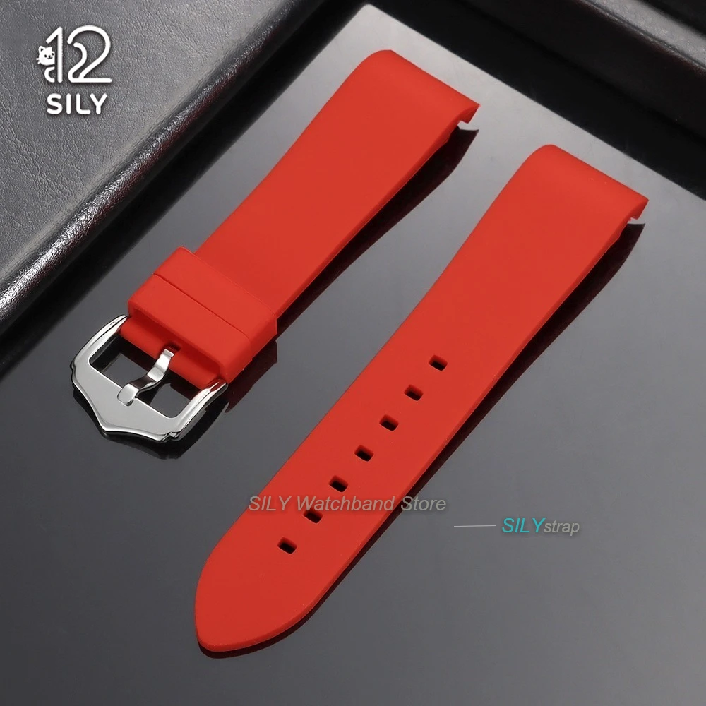 Curved End Silicone Sport Watch Band - Soft, Waterproof Replacement Wrist Strap