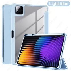 Durable Tablet Case with Pencil Holder and Clear Back Shell (Light Blue)