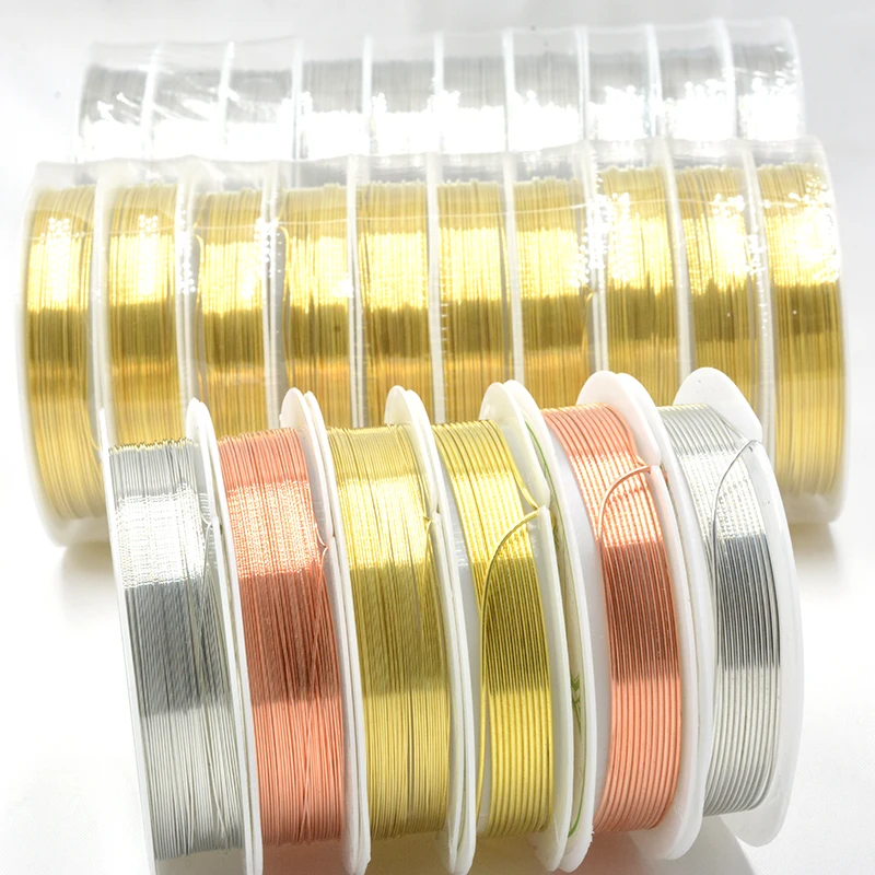 0.2-1mm Silver/gold/rose Copper Wire Craft Beading Wire DIY for Jewelry Making Finding Accessories Bracelet&Necklace Wholesale