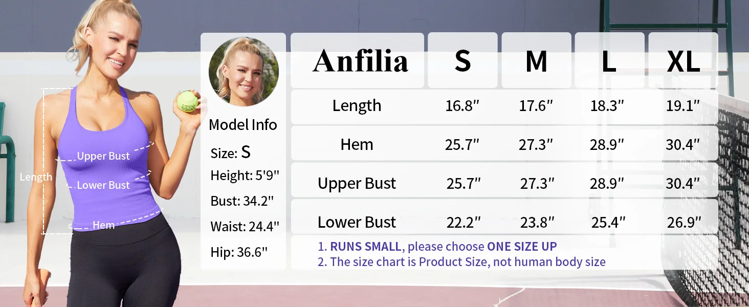Anfilia Women Sports Tank Tops Slim Fit with Padded Solid U Neck Racerback High Elastic Running Yoga Cycling Tops 5