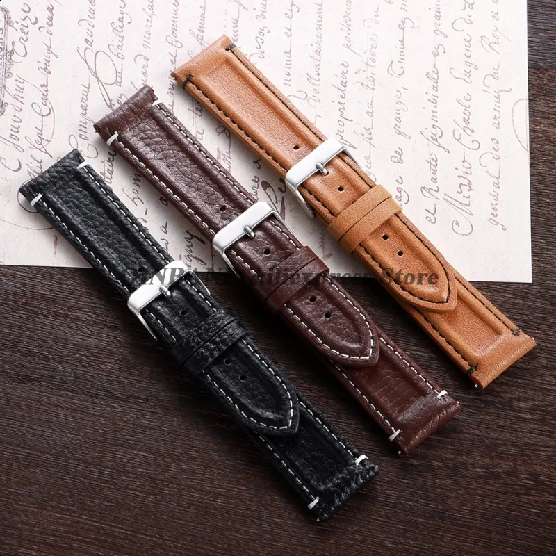 Calfskin Leather Quick Release Retro Watch Strap - Universal Wristband Replacement for Business and Casual Wear