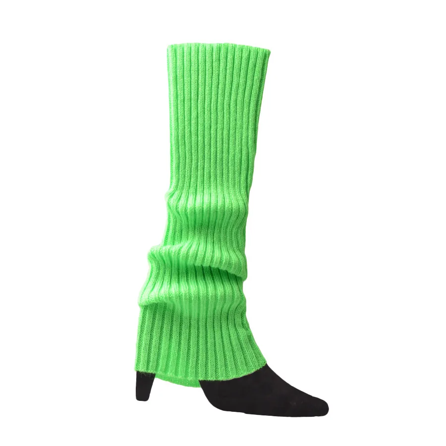 Leg Warmers Women Halloween 80s Neon Colored Knit Ribbed Bright Footless Socks Punk Black Knee High Gothic Hip-hop Rock