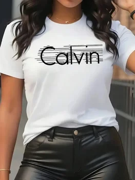 Calvin Women's T-Shirt Leisure Fashion Short Sleeve Tees High Quality Comfortable Brand T-shirt Summer Streetwear Y2k Top 1