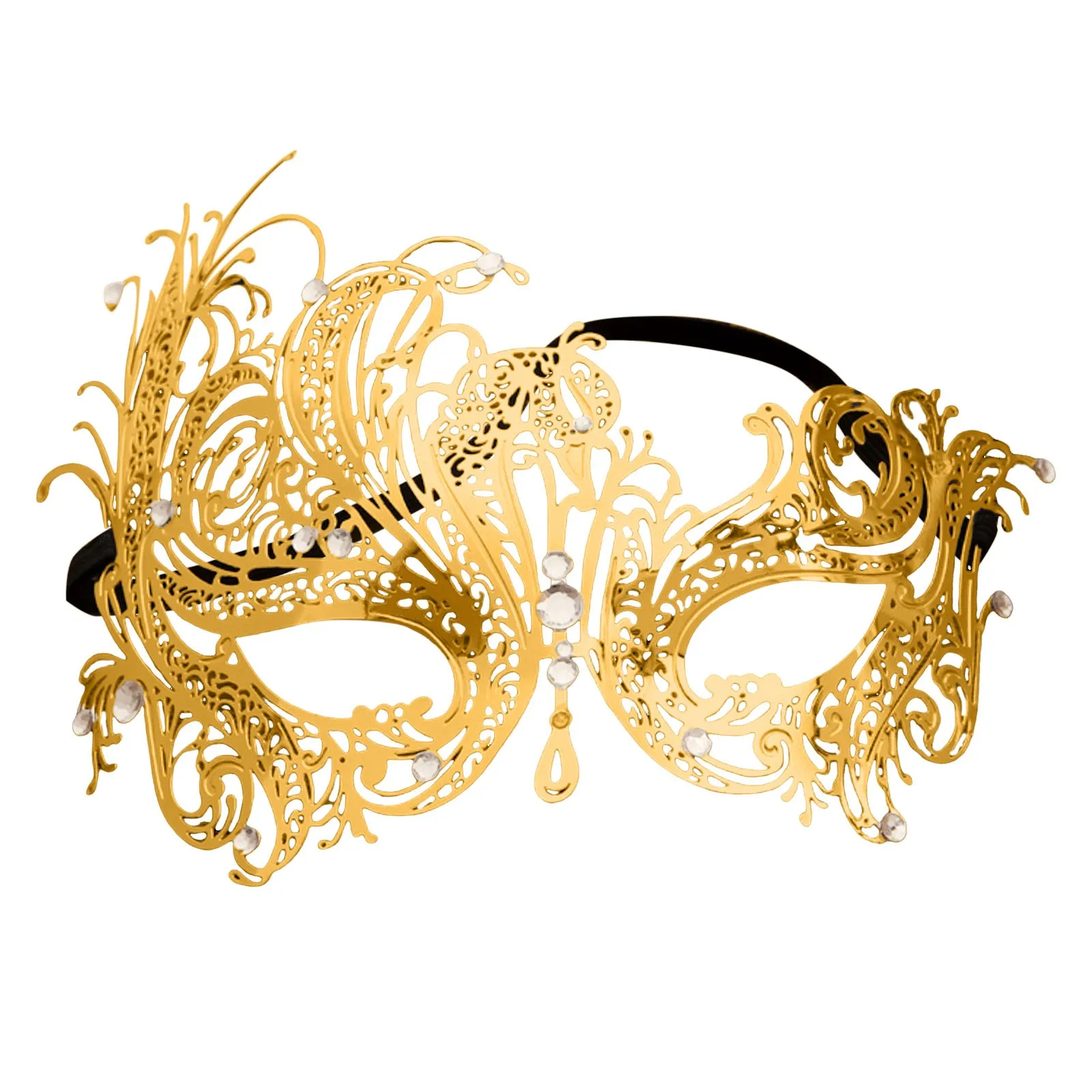 Black Gold Skull Metal Mask Halloween Rhinestone Half Face Venetian Masquerade Men White Women Skull Party Mask Party Applies