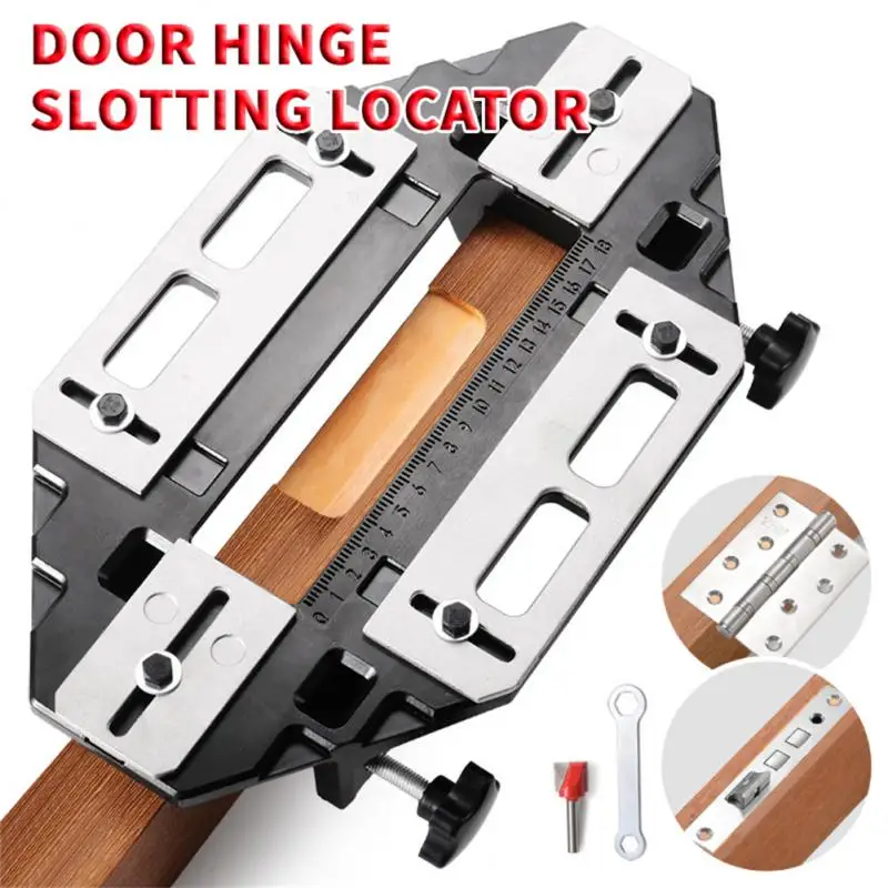 

Wood Door Hinge Hole Opener Hinge Positioning Slotter Hinge Lock Guide Plate Hole Opener with Spanner Bottom Cutter Woodworking