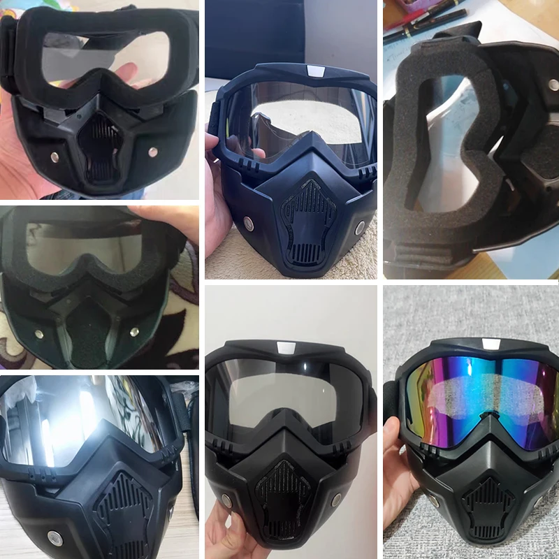 Masque et lunettes détachables pour casque moto Jet - Équipement moto