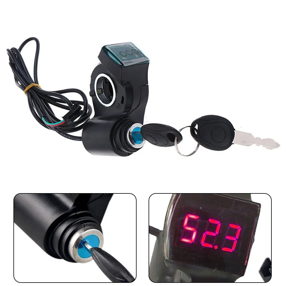 Acceleratore a pollice per E-Bike con blocco a chiave e display livello batteria 24V-72V, impugnatura per scooter elettrico, acceleratore a manopola da 7/8 pollici per manubrio - immagine 2