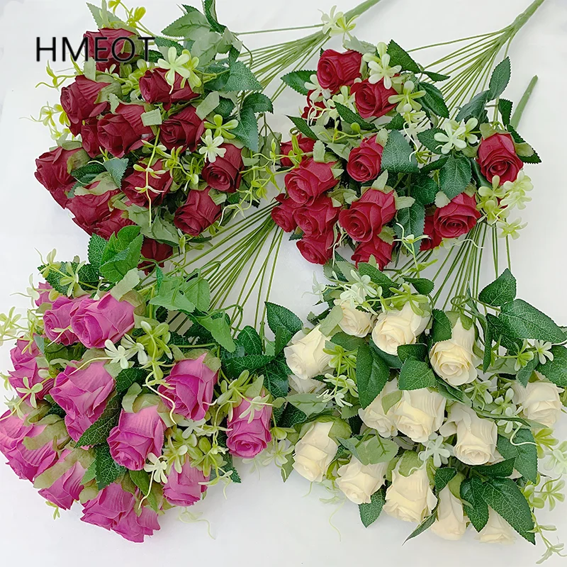 Silk Rose Artificial Flower Bouquet for Weddings and Events - 52cm Elegant Floral Arrangement and Home Decor Accessory