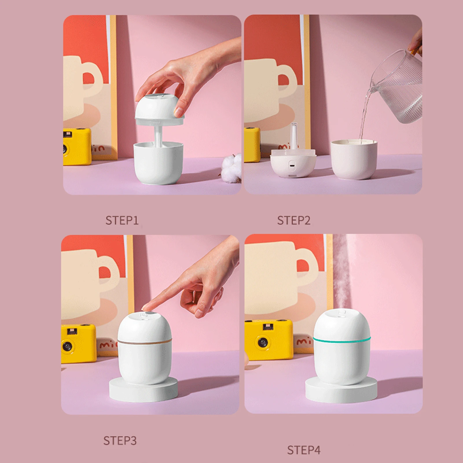 220ml USB Humidifier Atomizer Aroma Oil Diffuser Mute Air Humidifier with Night Lamp for Car bedroom Cool Mist Sprayer