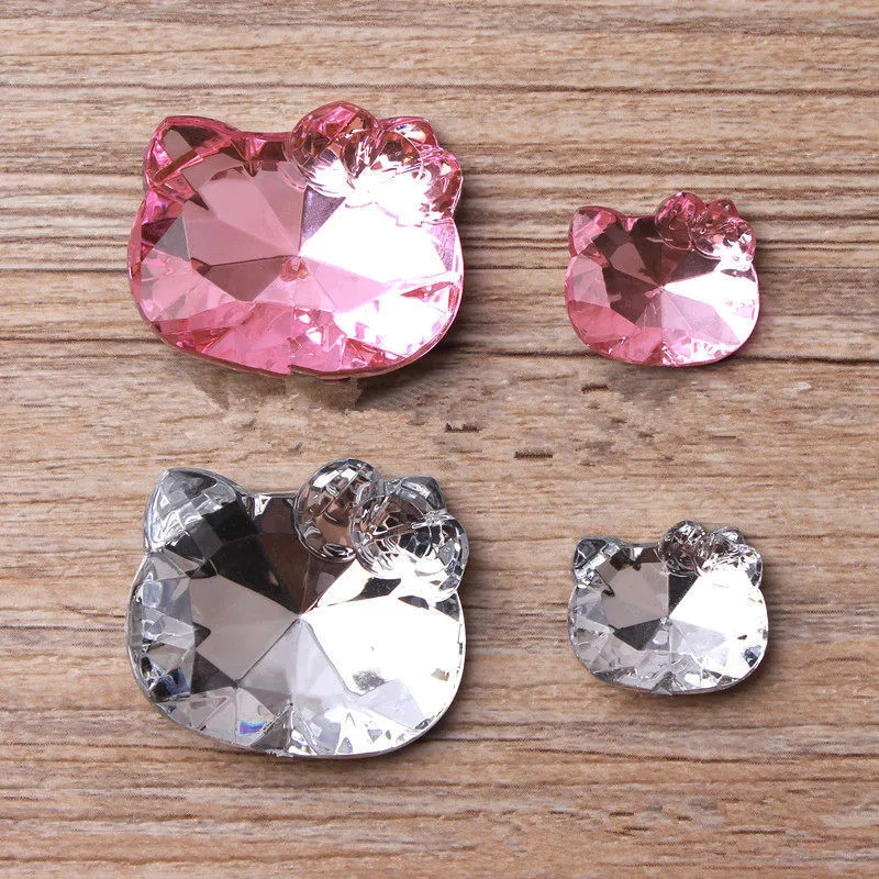 

10pcs 3D White Pink Cartoon Rhinestones Nail Art Charms Luxury Crystal Diamond Nail Decorations DIY Kawaii Manicure Accessories