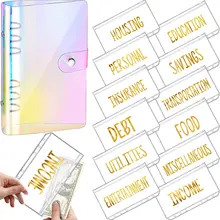 

Soft PVC Notebook udget Binder Organizer 6 Round Ring Protector with Snap Button Closure 12 Categories Binder Pocket