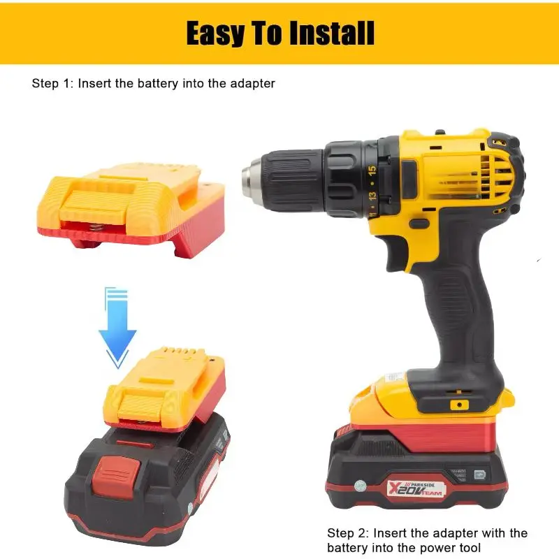 Lidl Parkside X20V 리튬 어댑터 용 배터리 변환기 어댑터 배터리 및 도구 없이 Dewalt 18v 도구로 변환)