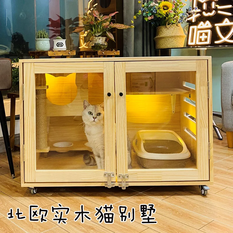 

Cat Villa Solid Wood Luxury Cattery Cat Nest Cat Cage Cat Display Cabinet Cat Breeding Cage Cat Hotel Pet Cage Cat Room