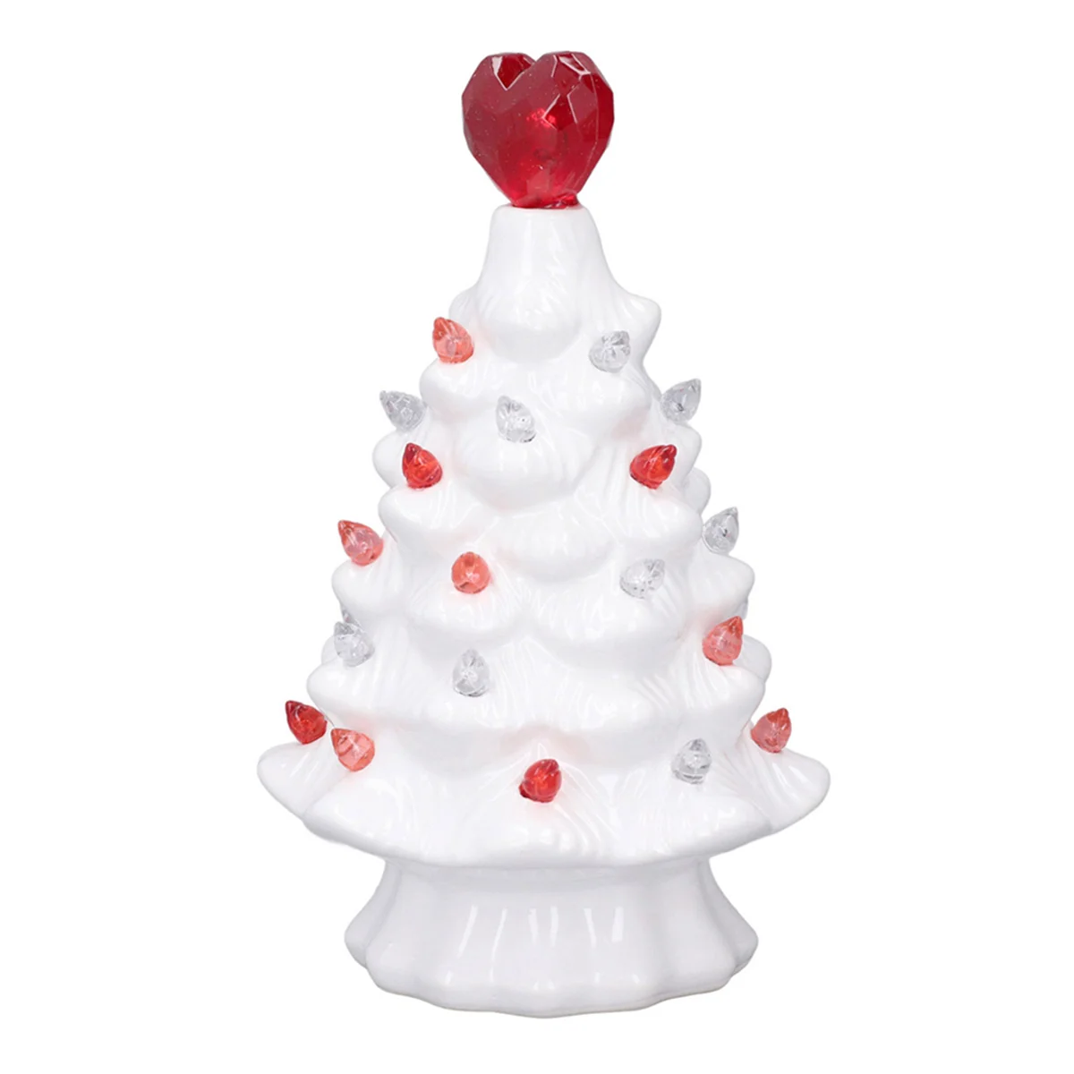 Get! Ceramic Tree with Heart Tabletop Tree Tabletop Valentine LED Tree Vintage Christmas Decoration Battery Operated
