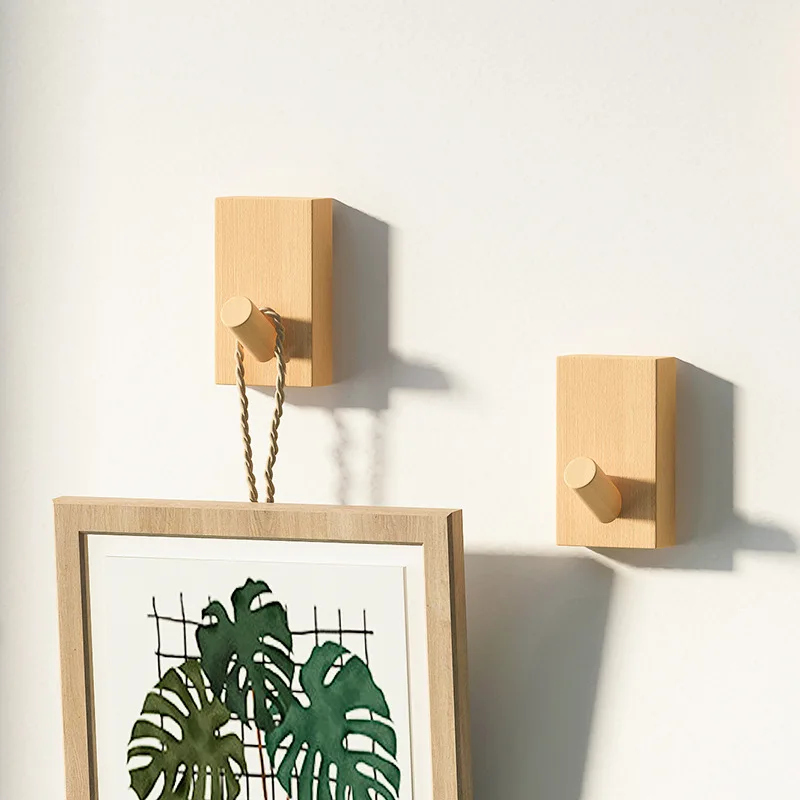 Nordic Solid Wood Hooks - Beech/Walnut Wall Hangers, No-Drill Door Mount Coat Hooks for Multi-Functional Home Organization