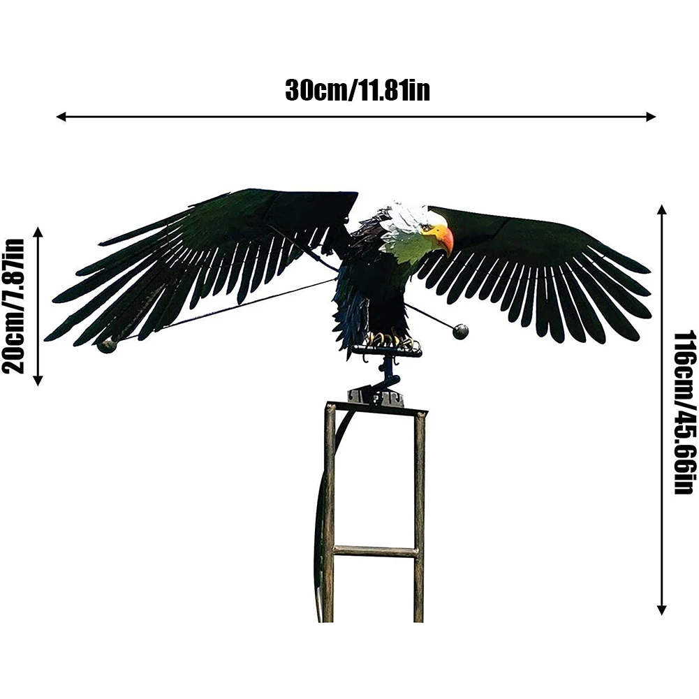 Garden Stake Eagle Windmill Iron Garden Eagle Birds Sculptures Lawn Ornaments Crafts Art Decor for Patio 1-3Pcs garden art decor animal sculpture decorations animal wind spinners
