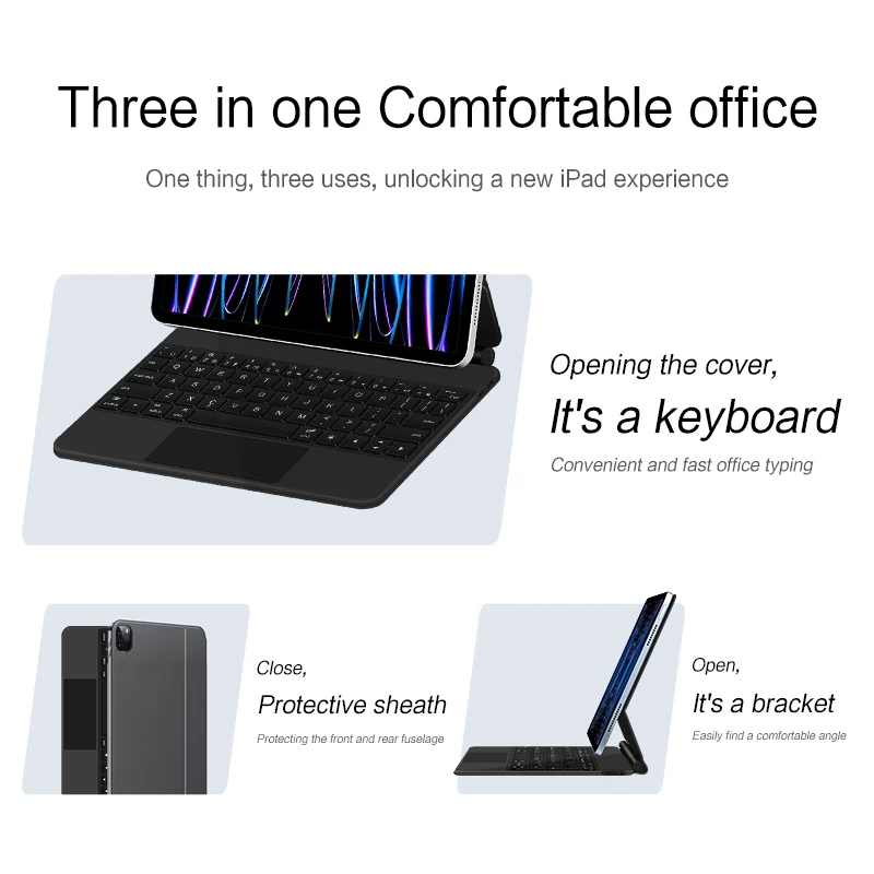 Capa Protetora de Teclado Mágico Teclado sem Fio Bluetooth Ipad Pro 11 12.9 2023 2023 2023 Air 10.9 10th Gen 2023 - Imagem 5