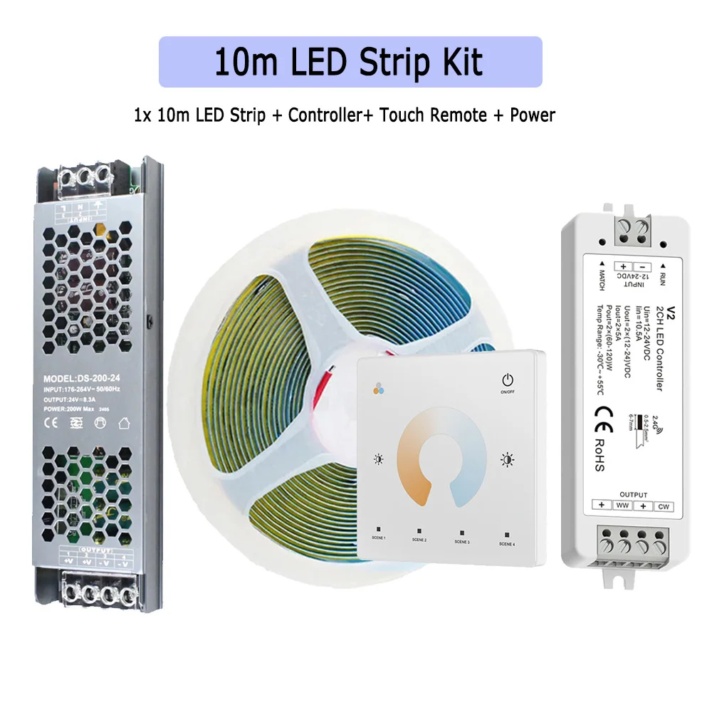 ตัวเลือกสินค้า 20 เมตร ไฟ LED COB 24V รีโมท 2.4G ปรับแสงได้ 2700K-6500K