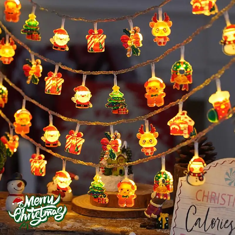 Christmas Lights String Santa Claus Battery Garland LED Christmas Tree Ornament 3M 20LED Light For New Year's Deco