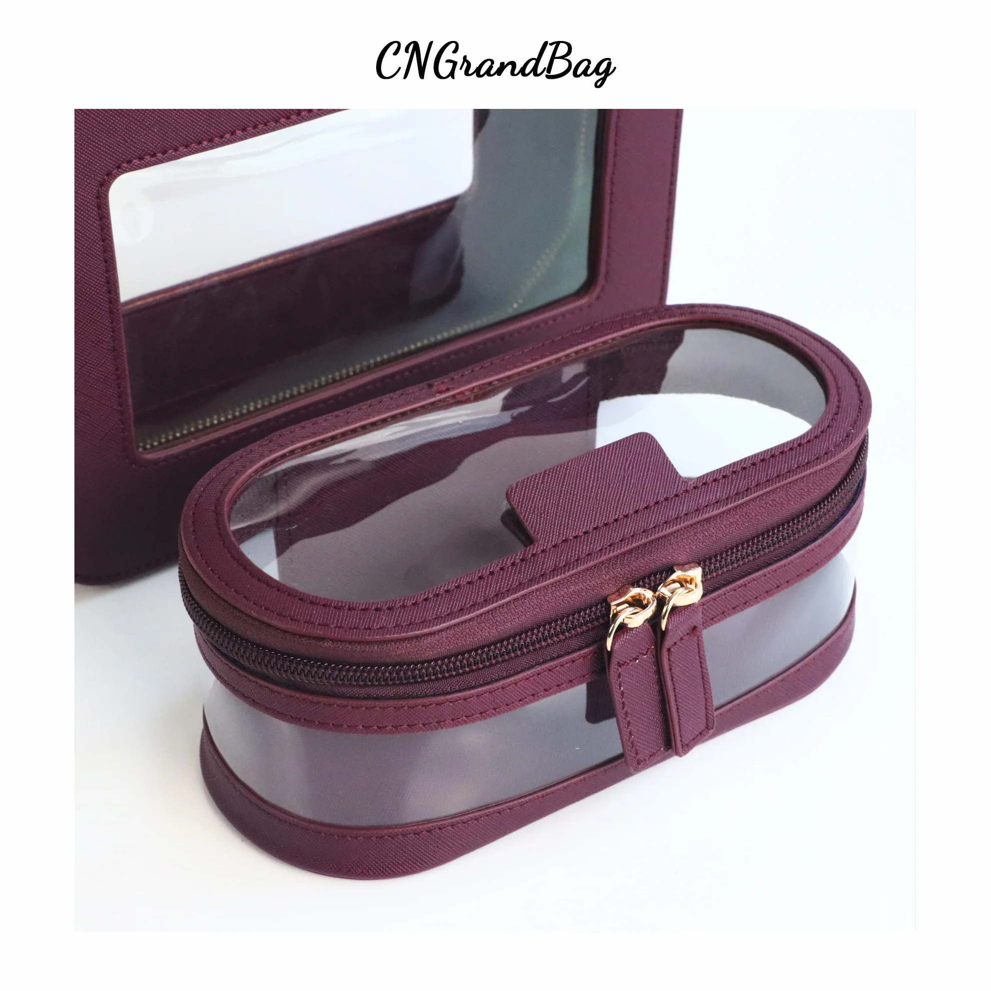 Custom Letters Saffiano Leather Cosmetic Brush Bag Portablet TPU Capacity Waterproof Travel Multi-function Storage Bag 6