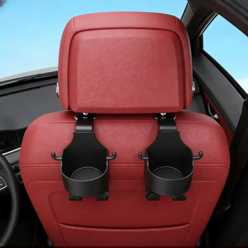 Organizzatore per Sedile Auto con Gancio e Portabicchieri in Materiale PP, Accessorio Multifunzionale per Auto