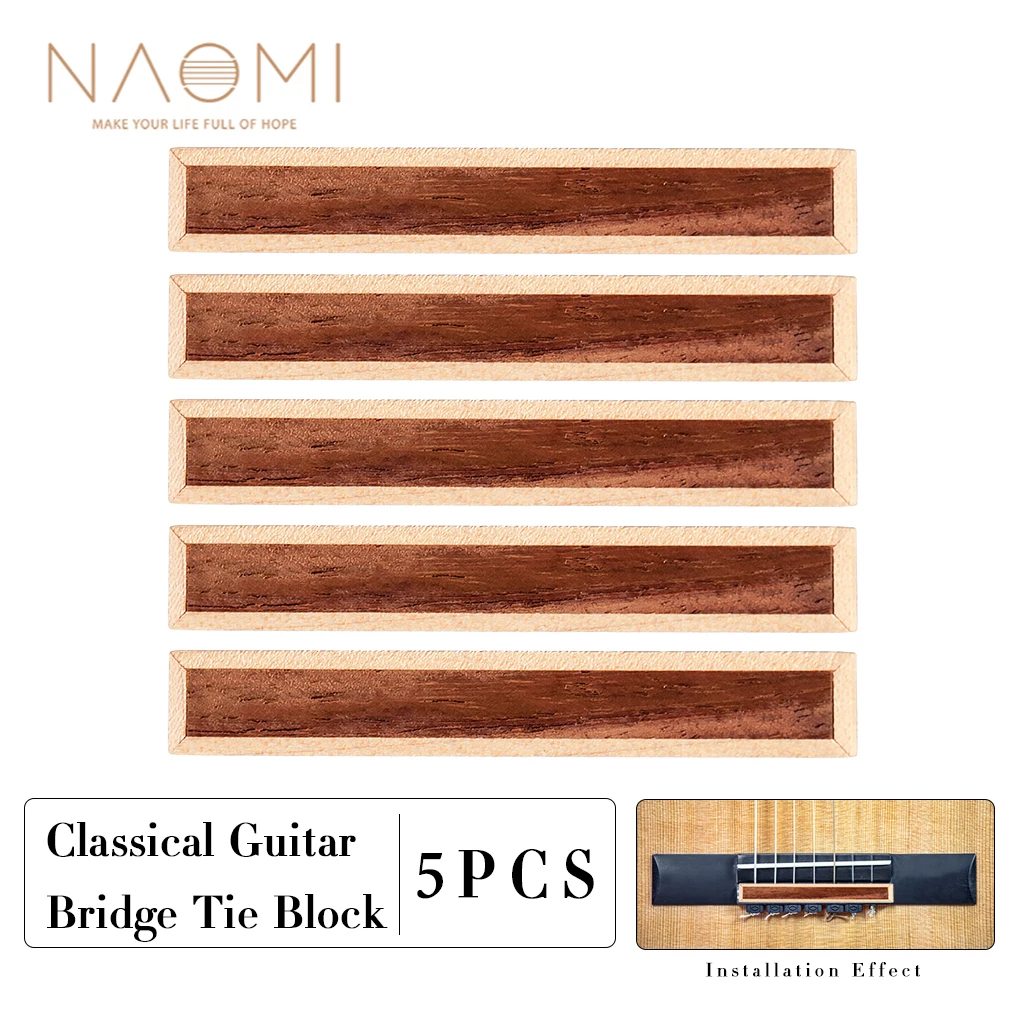 NAOMI 5pcs Classical Guitar Bridge Tie Block Wooden Guitar String Tie