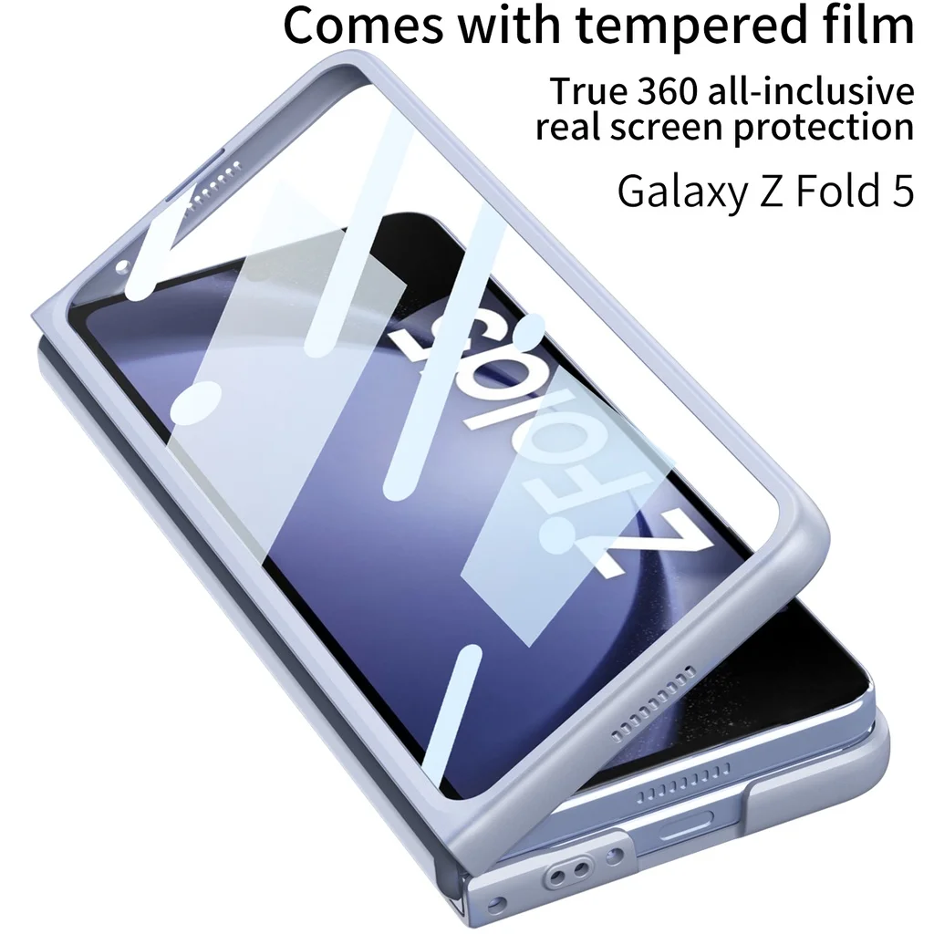 Horizontal Sliding Window Ultra Thin Hard PC Cover for Samsung Galaxy Z Fold 5 5G Case with Card Bag Protection Shockproof Cover