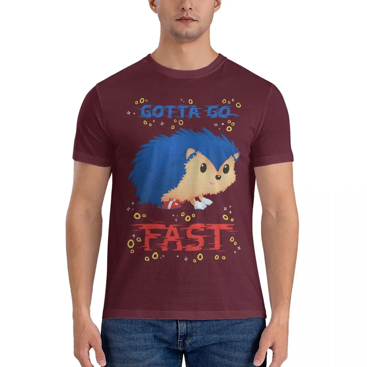 Camisetas vintage de algodón con cuello redondo y manga corta de Sonic, juego de plataformas y memes, Gotta Go Fast