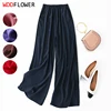 Women's 100% Pure Silk Thin Loose Type Wide Leg Long Pants Trousers beige black navy MM002 1