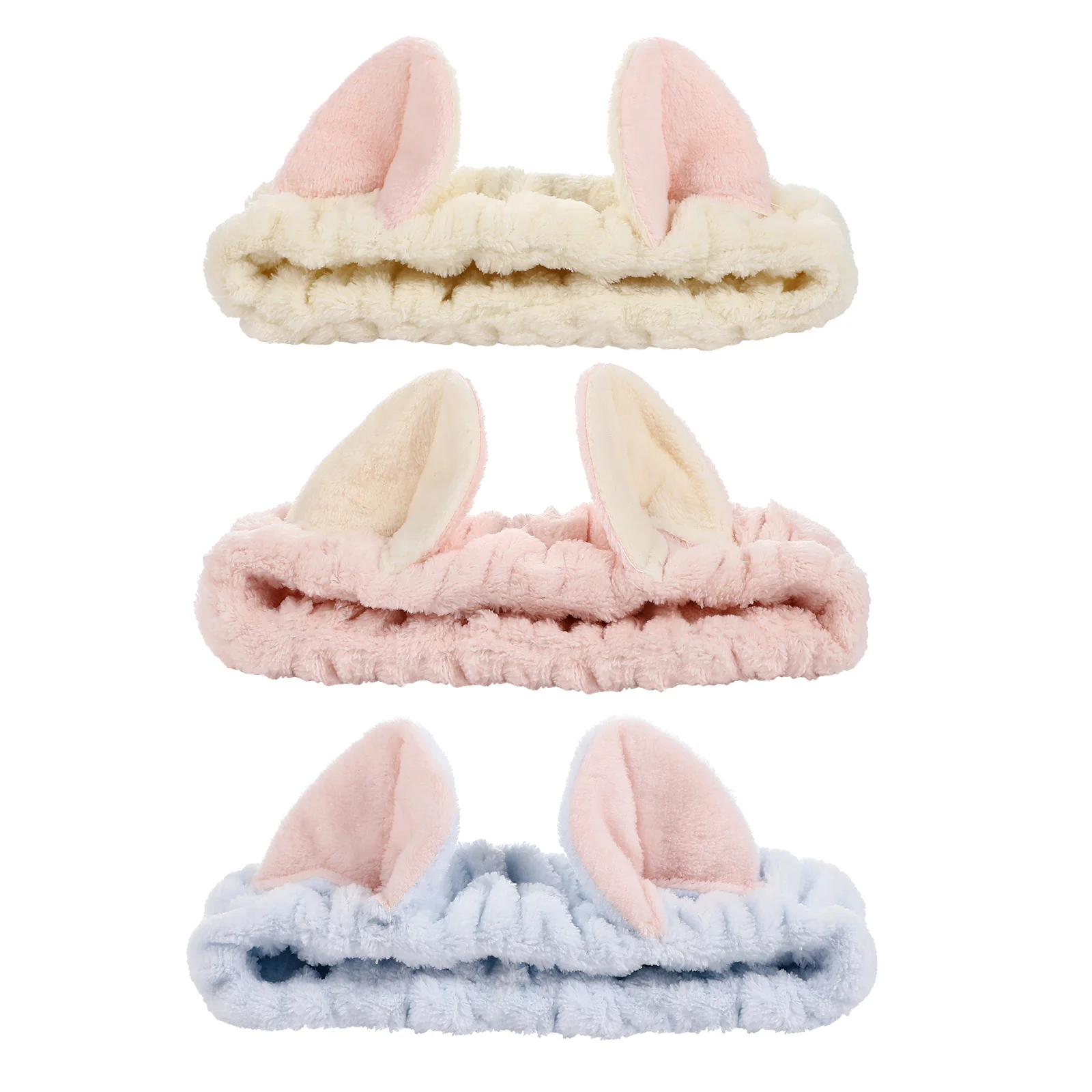 

3pcs Makeup Headband Flannel Skincare Headband Cat Ear Hair Band Women Face Washing Headband