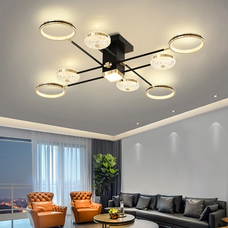 

Креативные люстры в скандинавском стиле для гостиной, полная современной минималистичной атмосферы, Потолочная люстра для спальни, роскошная Светодиодная лампа в виде Золотого Круга