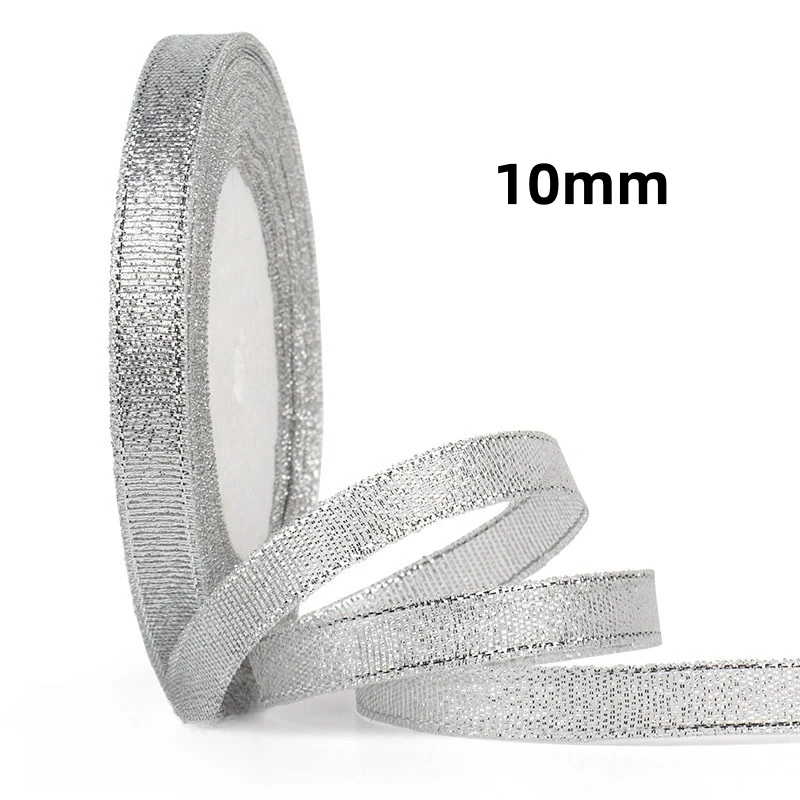 Gold Silver Glitter Ribbon - 25 Yards for DIY Crafts, Gift Wrapping, and Decoration