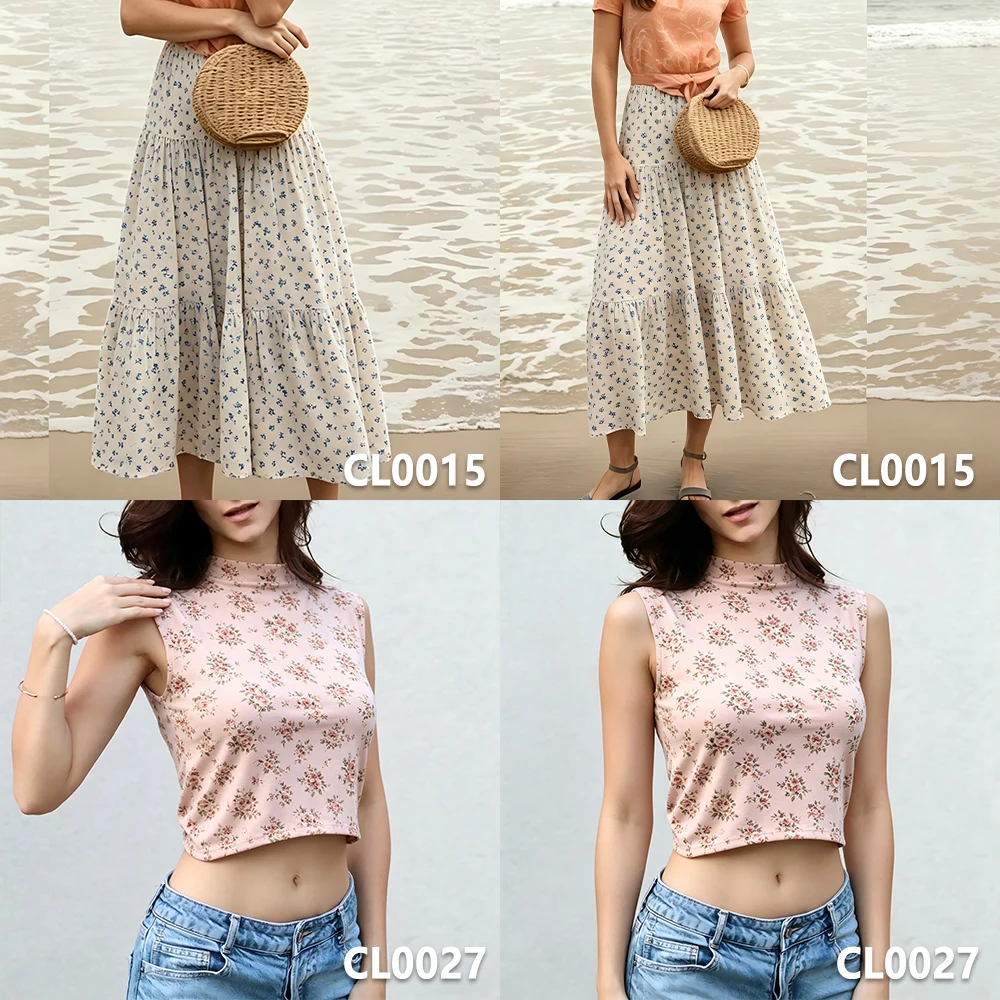 여성용 다양한 스타일의 상의 및 하의 패턴 세트 ? (슬리브리스 크롭탑, 블라우스, 베스트, 와이드 팬츠, 반바지 포함)