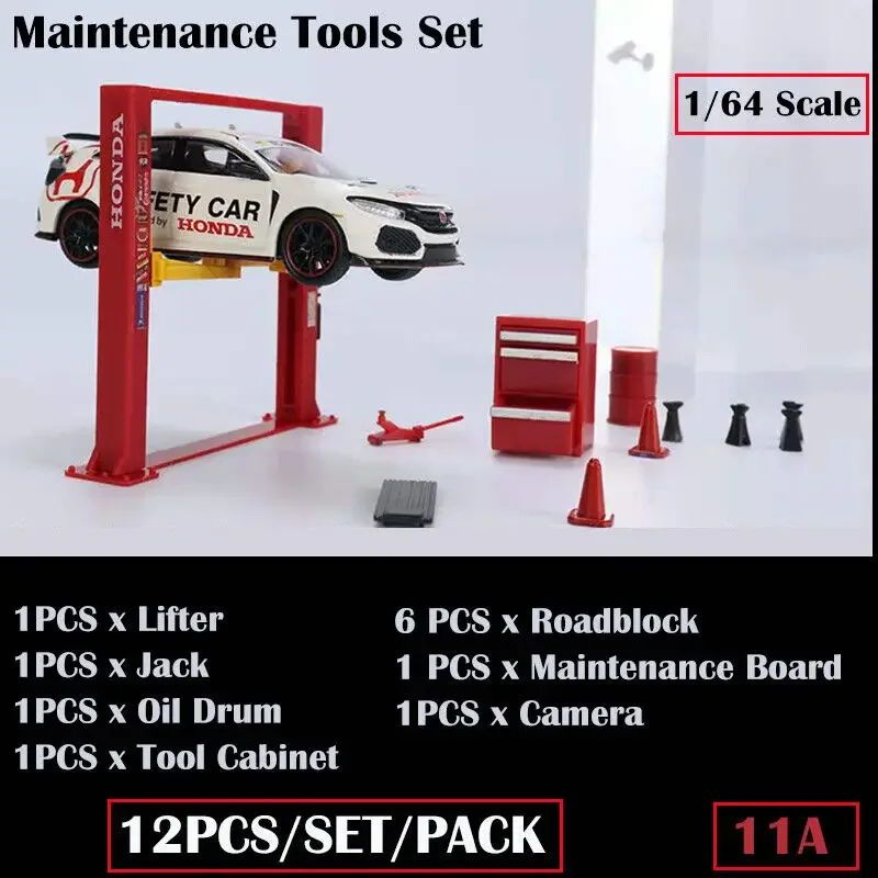 12Pcs/Set Diorama 1/64 Car Garage Maintenance Tools Alloy Die-Cast Model Car Garage Display Scene Model Toy 2